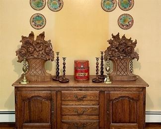 Item 201:  Antique European Sideboard - 65"l x 17"w x 29.5"h: $450