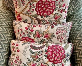 Item 203:  Set of 3 Down Pillows (Red Flower): $48
