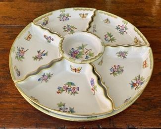 Item 211:  Herend Queen Victoria Butterfly Hors D'Oeuvres Serving Set - 14":  $395