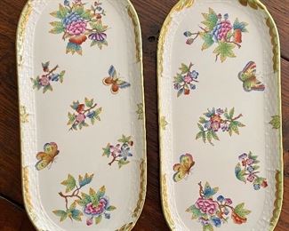 Item 216:  (2) Herend Queen Victoria Trays - 14.25":  $145/Each (ONE IS SOLD)