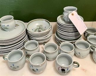 Item 318:  Buchan Thistle Stoneware:  $275/Set                                          6 dinner plates, 6 salad plates, 6 bowls, 6 bread plates, 12 cups & saucers