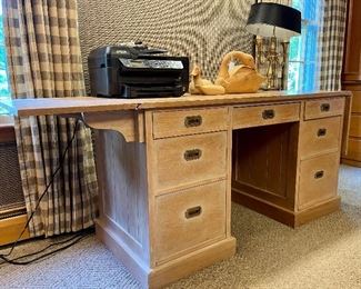 Item 345:  Desk with Drop Leaf Sides - 86"l x 24"w x 30"h: $275