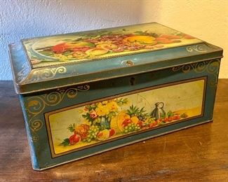 Item 351:  Antique Tin with Fruits:  $32