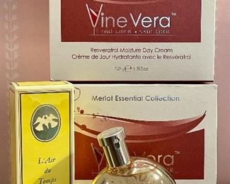 Item 363a:  (2) Vine Vera - Moisture Day Cream and Peel: $64                                                                                                Item 363b: Nina Ricci - L'air du Temps: $35                        
Irem 363c: Hermes Eau Des Merveilles: $65