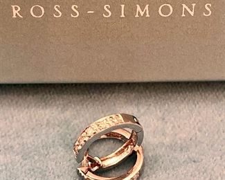 Item 232:  Ross Simons 14 K, White Gold Huggie Hoops with Small Diamonds:  $165