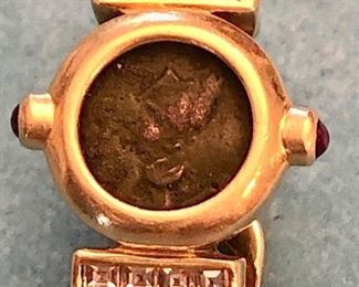 Item 234: 18K Roman Coin with Diamonds: $650