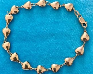 Item 274:  14K Heart Bracelet:  $225