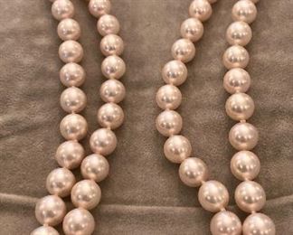 Item 229:   Lustrous, Hand Knotted Pearl Bracelets - no clasps and they don't fit over your head!:  $145/ea