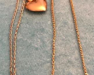 Item 247:  14K Heart Necklace:  SOLD                                         Item 248:  14K Butterfly Necklace: SOLD