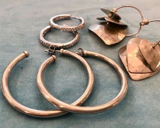 Item 417:  Bag 1: Silver Earrings - Lot of (3) pairs: $24