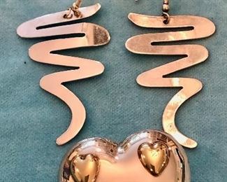 Item 419:  Bag 3:  Heart Pin, & 3 Pairs of Earrings:  $26