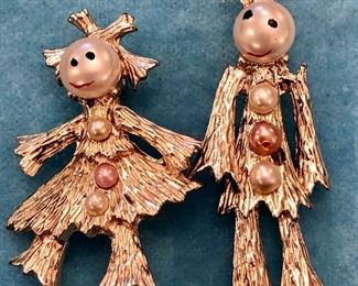 Item 450:  Vintage Pearl Face Clown Pins: $20 for both