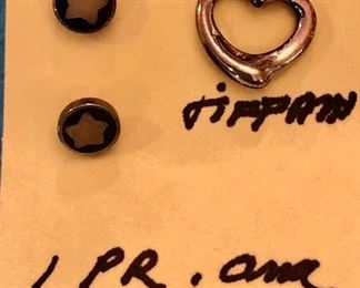 Item 451:  Small Grouping - one pair star earrings and Elsa Peretti Heart: $22