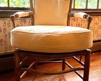 Item 466:  Caned Armchair with Thick Down Cushion: $95