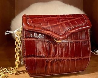 Item 491:  Vicenza Brown Handbag with Gold Chain: $48