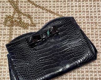Item 499:  Armani Exchange Black Leather Purse with Gold Chain:  $210 