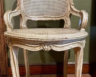 Item 510:  Antique French Caned Vanity Chair - 19"l x 19"w x 31"h: $145