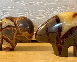 Item 517:  Polished Agate Bear and Bull:  $24 for pair