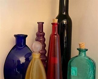 Item 519:  Lot of Decorative Bottles - yellow has perfume stopper:  $24