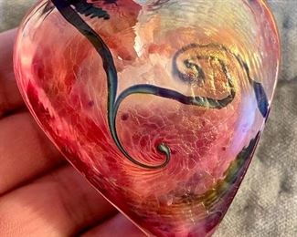 Item 522:  Robert Held Heart Paperweight - 2.25" x 1": $24
