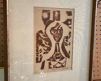 Item 535:  Jim Barton, MCM, Signed lower right, 1956 -  Titled "Eve" - 12" x 15.25": $95