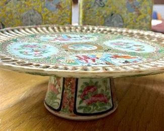 Item 548:  Rose Medallion Pedestal Plate:  $45