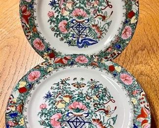 Item 554:  (2) Hand Painted Plates with Floral Rim - 10.25":  $24/Set