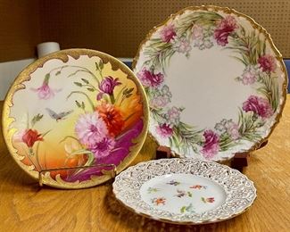 Item 558:  (2) Limoges & (1) Dresden Plate:  $48/Set                                    Largest - 8.5"