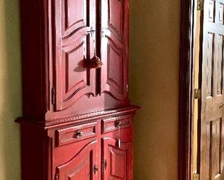 Item 572:  Country Cabinet (Red) - 43.5"l x 13.25"w x 85.5"h:  $425 