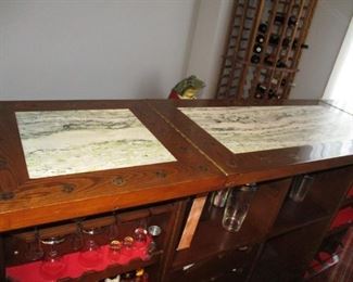 bar top has marble inserts