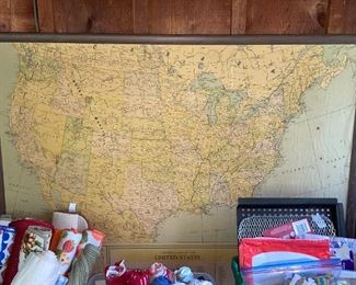 Vtg Framed USA Map!