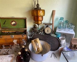 Vintage Treasures, Vtg Cast Iron Oval Griddle, Vtg Cast Iron Enamel Dutch Oven, Etc!
