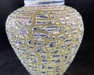 Durand Moorish Crackle Art Glass Vase