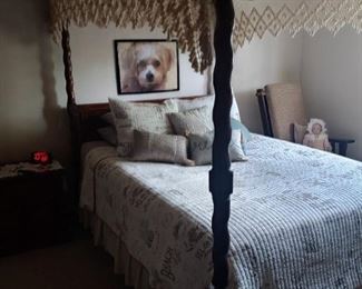 Sleep number mattress with remote, queen bed, probably can use with or without canopy. dog picture not included.