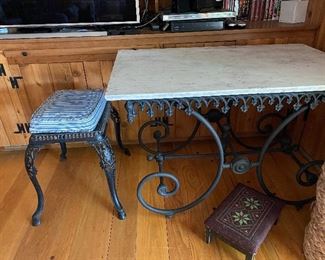 Antique French Bakers table and stool