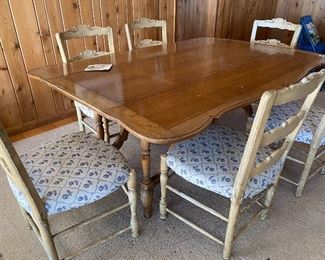 Shabby chic French provincial dining table and chairs