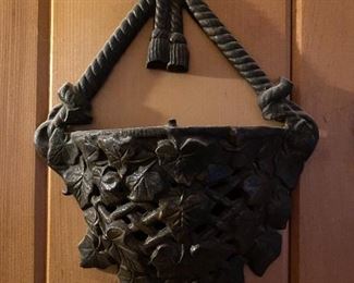 Antique cast iron wall pocket