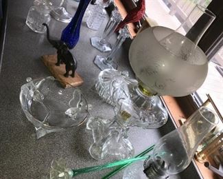 Assorted Glassware and Lamps