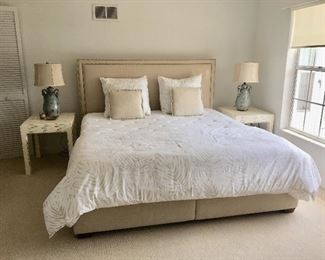 King Headboard by Mitchell Gold + Bob Willians - Side Tables and Table Lamps - 
Comforter/Duvets on all Bedding by Serena & Lily - all mattresses by Beautyrest 