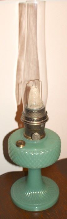 Antique Aladdin Jadeite Glass Oil Lamp
