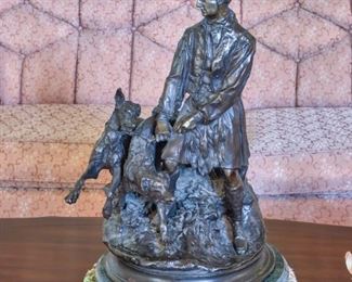 Large Bronze Sculpture by famous french artist, P.J. Mene of "Scottsman Hunting with Hounds"
