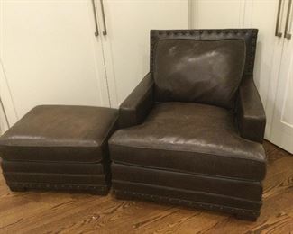 Bernhardt leather chair and ottoman