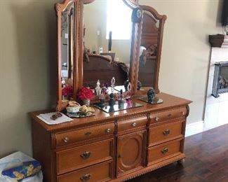 Master Bedroom Dresser with Double Side Folding Mirror  