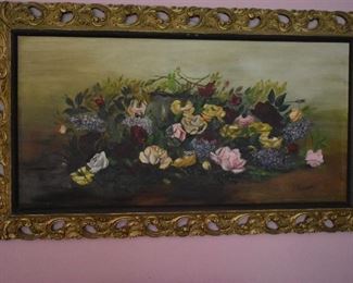 Beautiful large Oil Painting of Flowers by L Danzey