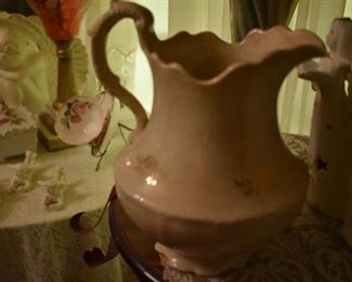 Beautiful Antique Semi-porcelain pitcher which is signed as semi-porcelain. In 1813 semi-porcelain was patented and from then on was called Ironstone.