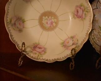 Beautiful Antique Bavarian Plate accented with hand painted Roses in beautiful design