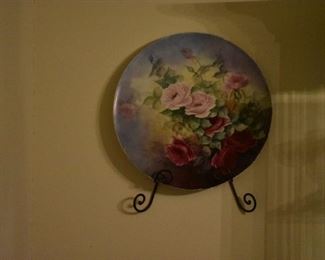 Hand painted Collector plate with Roses
