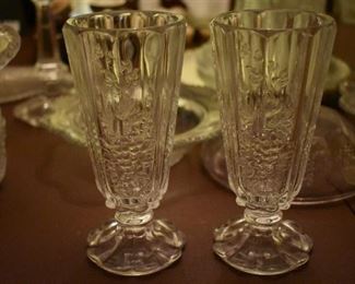 Early American Pattern Glass (EPAG) Goblets with Grape and Cable in Relief