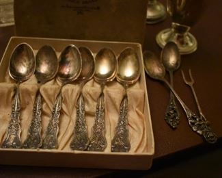 Antique Silver Spoons made by the American Silver Company of Bristol, Conn. in original Box