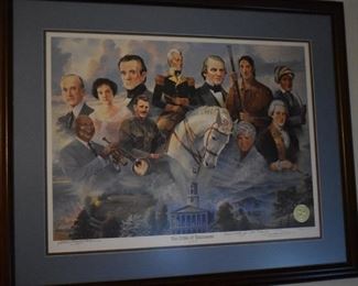 Very Collectible Framed Print by Michael Sloan entitled Pride of Tennessee pesonally signed to Ottis Pilkington 11-16-93
